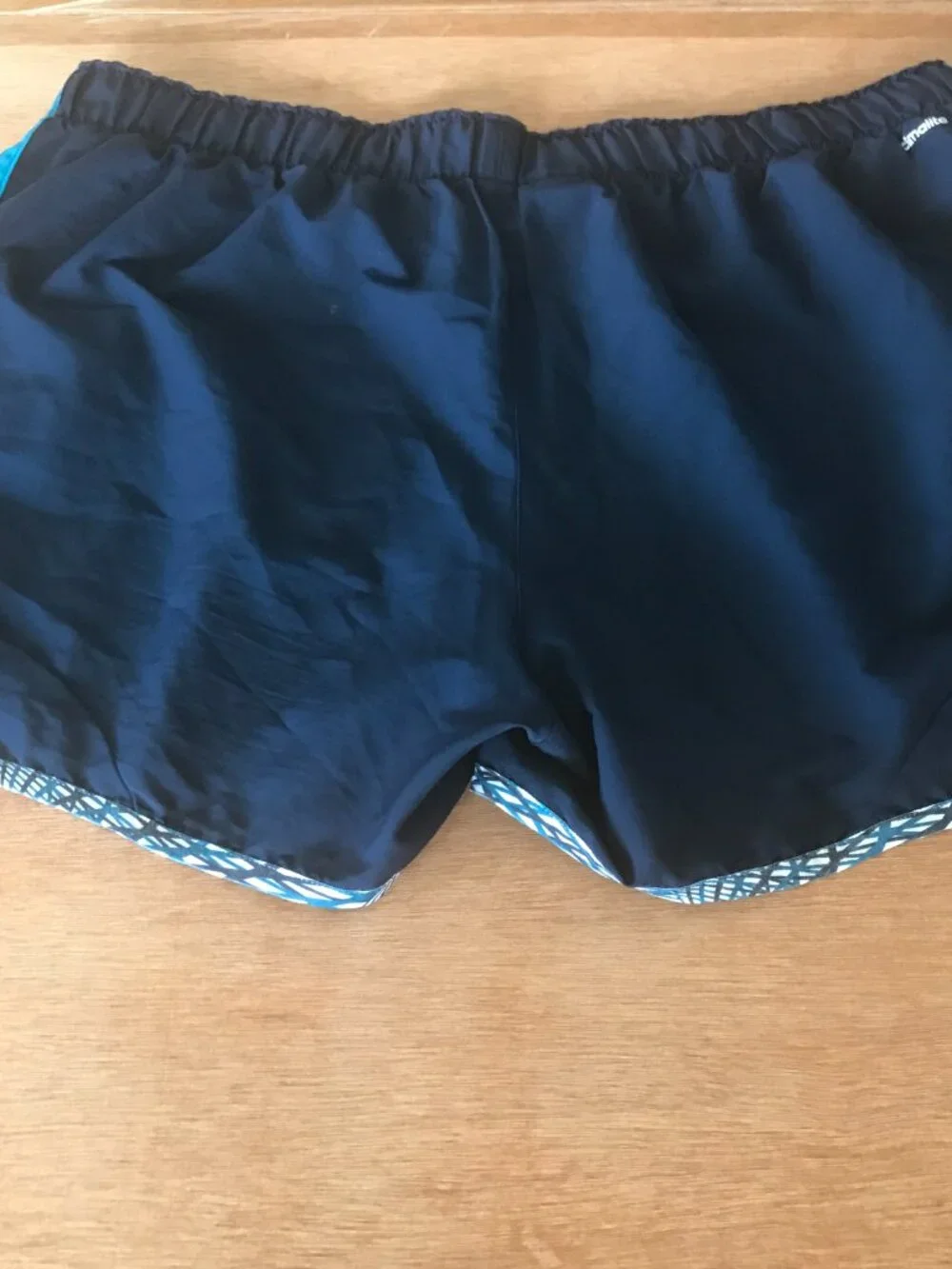 Adidas Climalite Athletic Shorts Women L Blue Striped Elastic Waist Athleisure